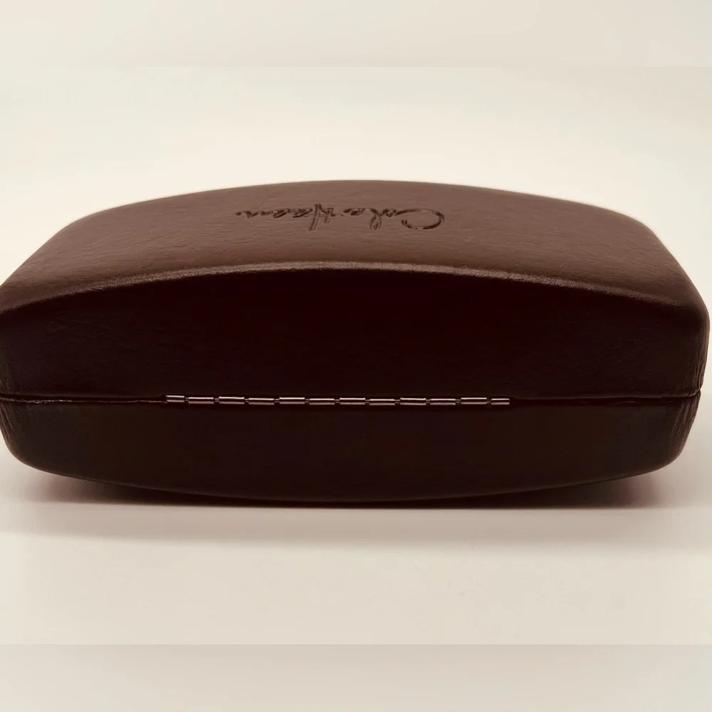 Cole Haan dark brown faux leather large sunglass case unisex